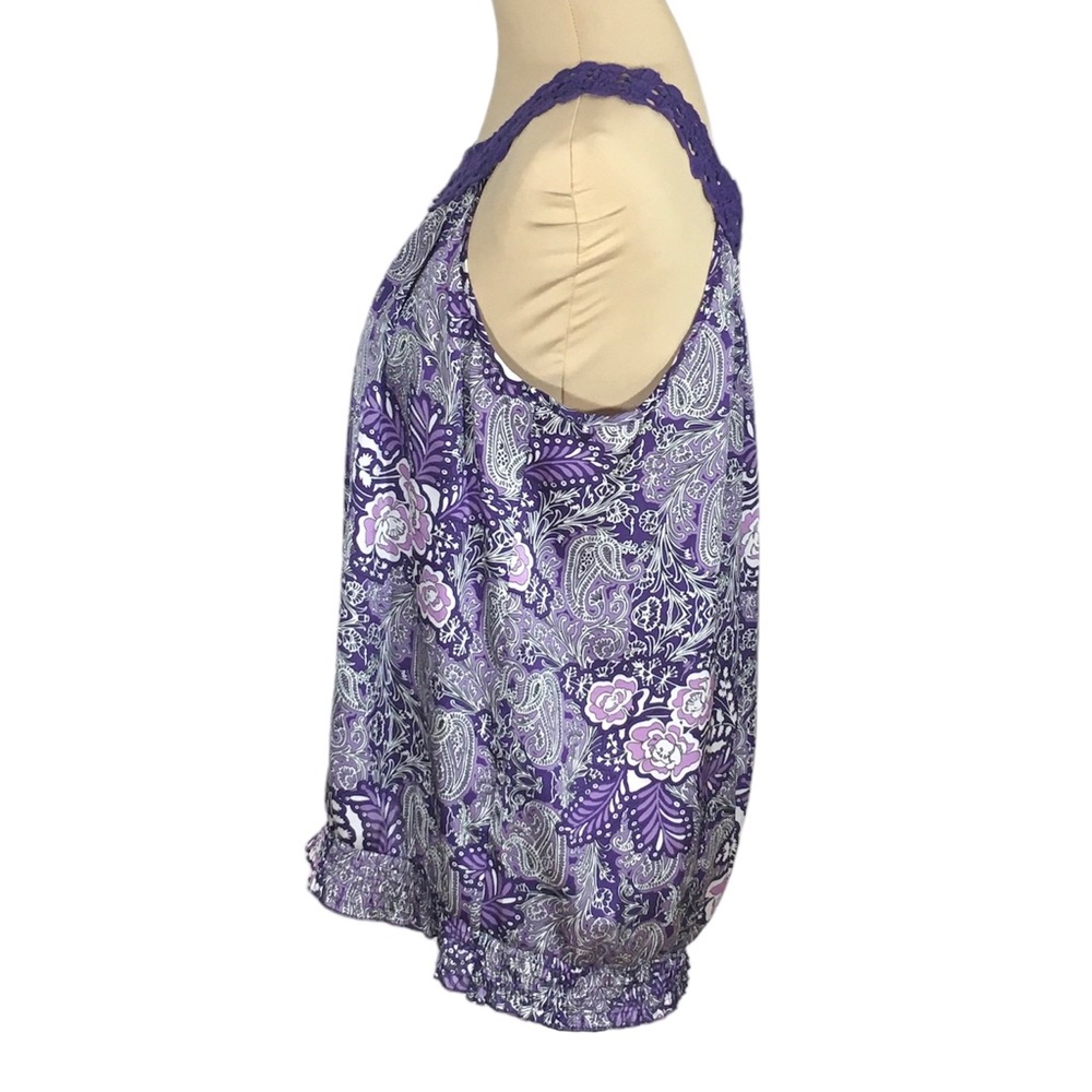 Apt. 9 Purple Paisley Patterned Sleeveless Blouse, Petite Large - Picture 2 of 13